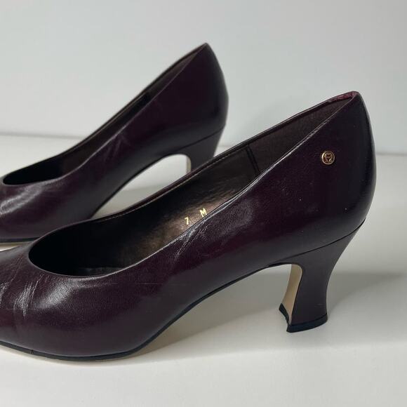 Etienne Aigner Danube Leather Slip On Mid Heel Dress Pumps Burgundy Womens Sz 7M - Picture 3 of 15